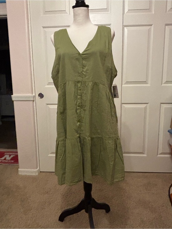 LC Lauren Conrad Dresses & Skirts - LC Lauren Conrad Olive Green Sleeveless Button-Front Midi Dress NWT
